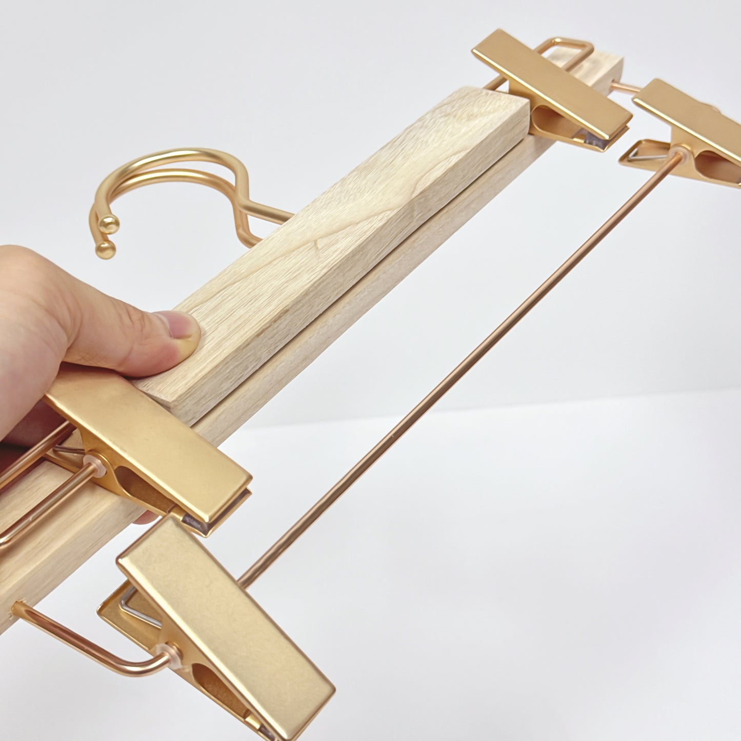 Multi-Functional Camphor Wood Hanger with Hooks /Clips for Ties, Scarves Lingerie Shorts Skirts Wedding Dress laser craft logo customization