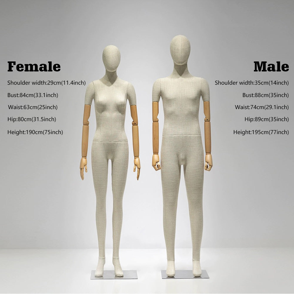 Luxury Full Body Female Mannequin Torso Display Dress Form,Wedding Dress Gown Display Grey Bamboo Linen Mannequin Torso Model, Head For Wigs