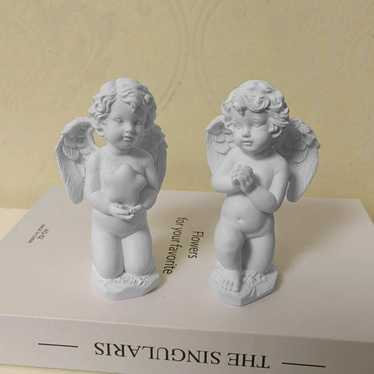 Adorno de escritorio de ángel Cupido infantil hecho a mano, decoración del hogar, estatua de querubín con oraciones de un ángel, escultura de resina, adornos artísticos, regalo