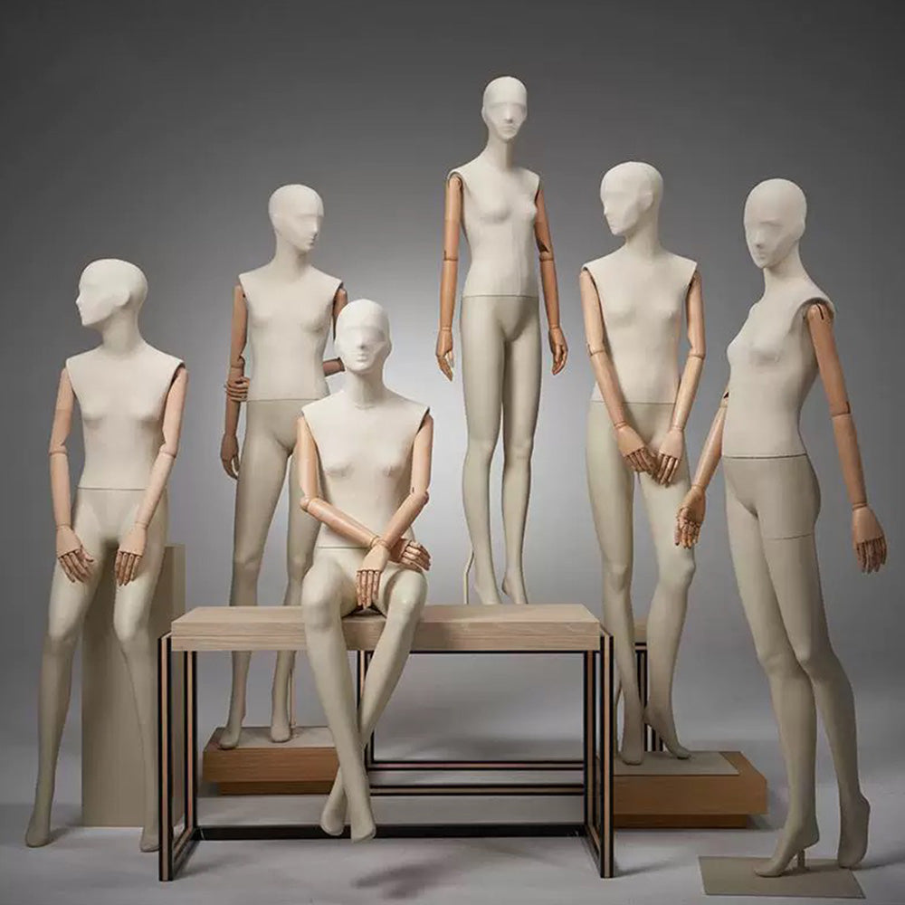 DE-LIANG Realistic Female Full Body Mannequin Dress Form,Upper Body Wraping Linen Fabric Bottom Painting Leg,White Beige Mannequin Female Full Body DE-LIANG Realistic Female Full Body Mannequin Dress Form,Upper Body Wraping Linen Fabric Bottom Painting Leg,White Beige Mannequin Female Full Body