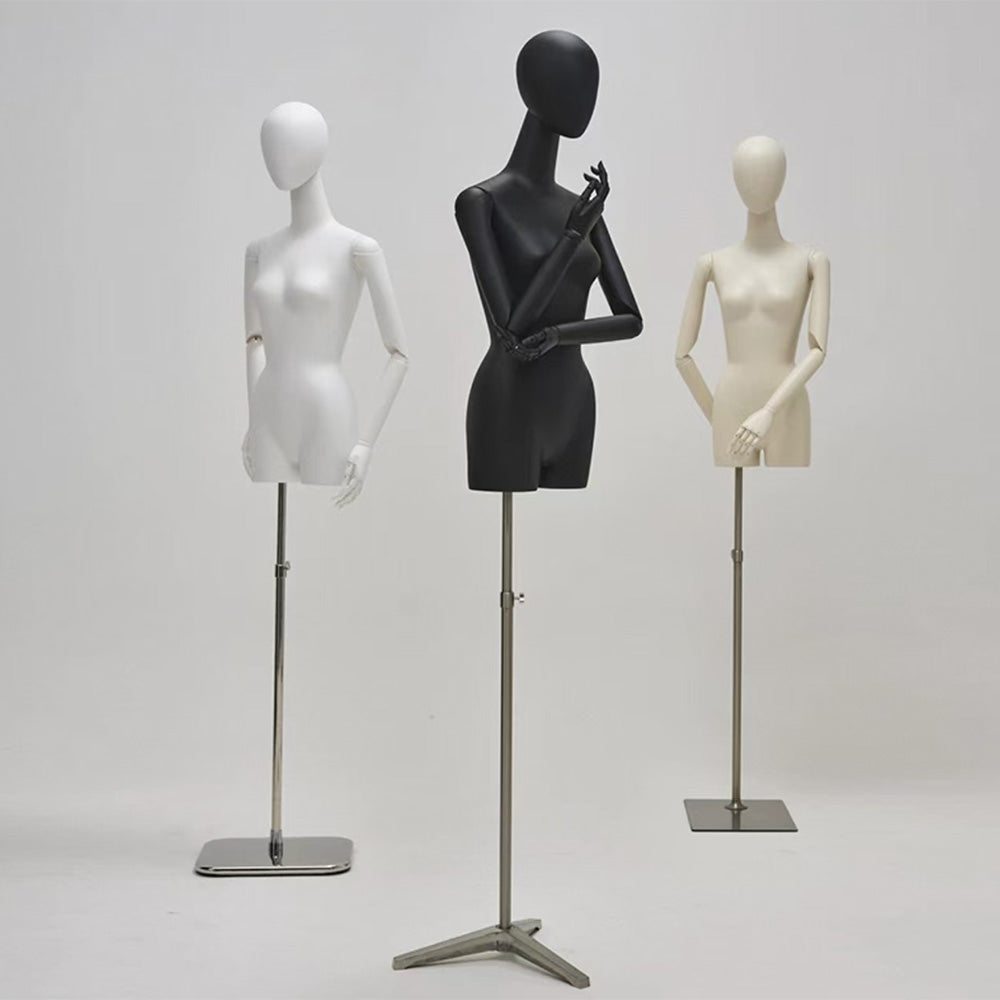 Mannequin de vitrine en velours à demi-corps féminin DE-LIANG, buste féminin avec bras en bois, mannequin de vitrine DL0040