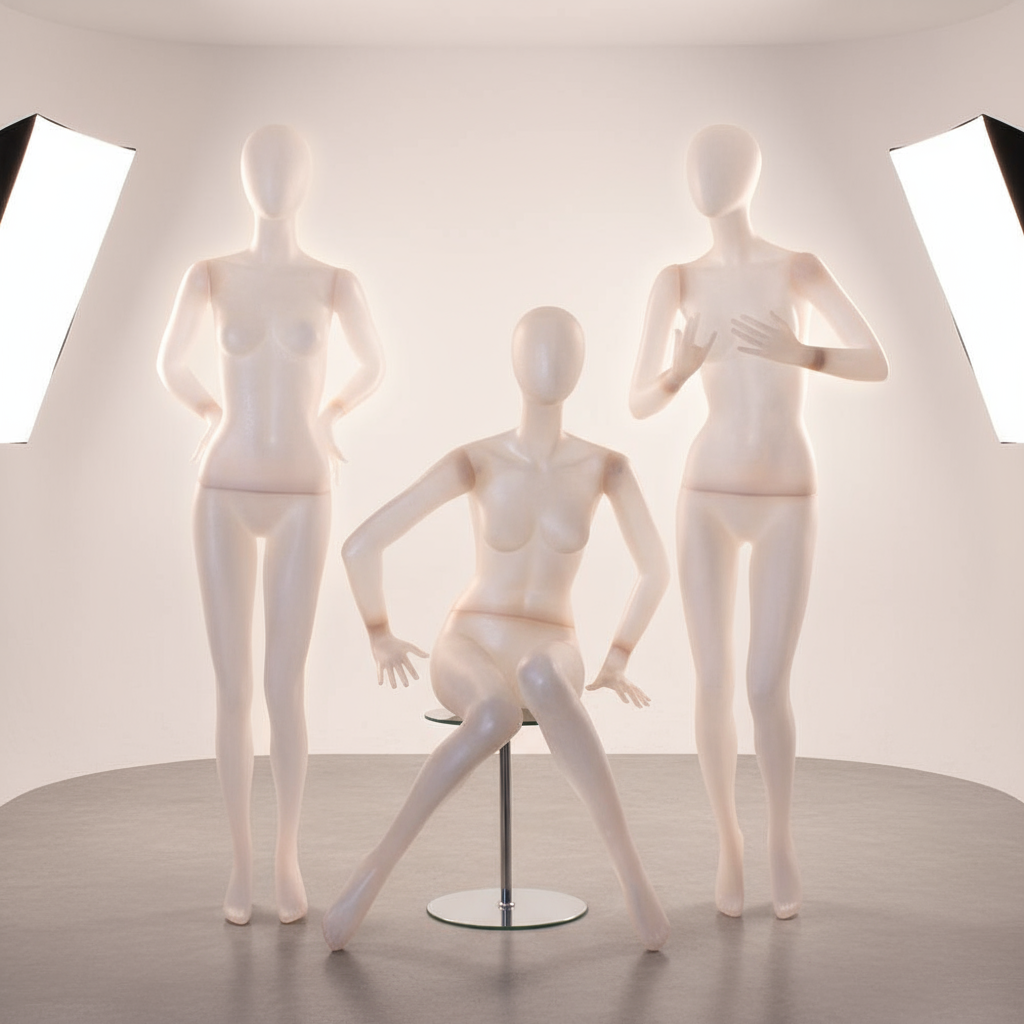 DE-LIANG Maniquí de cuerpo entero de lujo para mujer y hombre, torso transparente con cabeza, modelo de exhibición de ropa para escaparates y tiendas.
