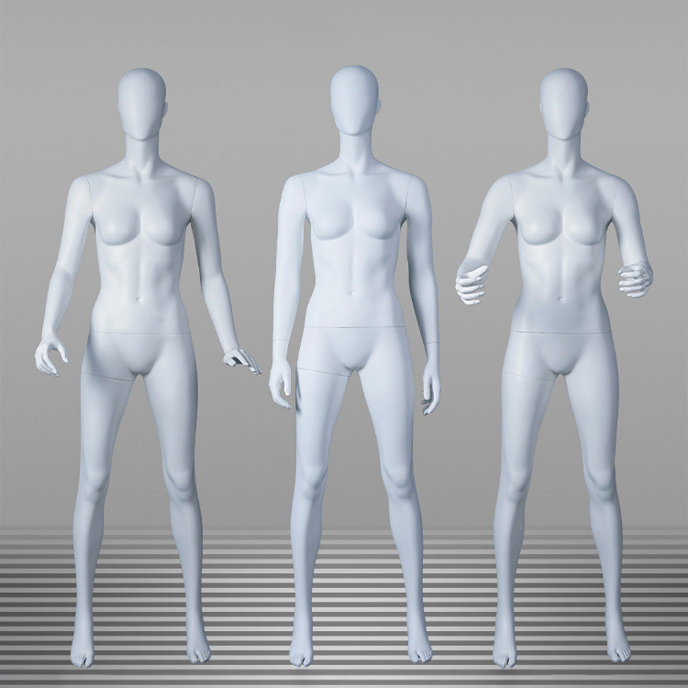 DE-LIANG Abstract Female Full Body Fiberglass Mannequin – White Matte Retail Clothing Display Form