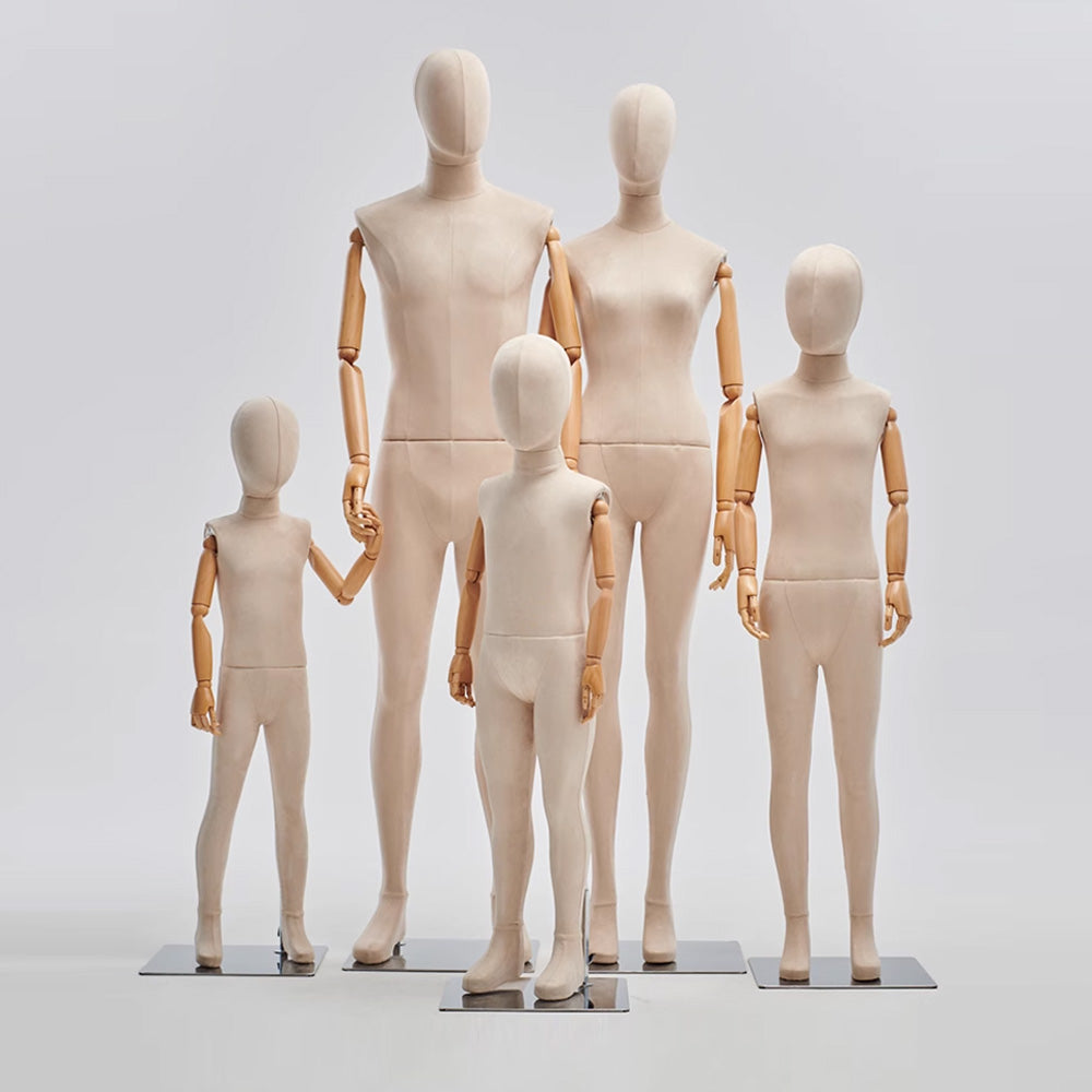 ull body female mannequin in velvet beige finish