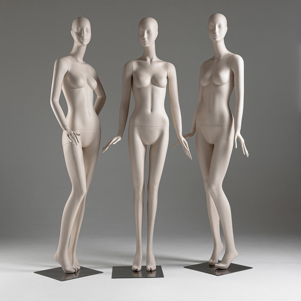 DE-LIANG Face Full Body Female Mannequins,Skin Color Display Fiberglass Dress Form with Torso Display, Modern Posing Mannequin for Fashion Boutiques & Window Displays DL0188