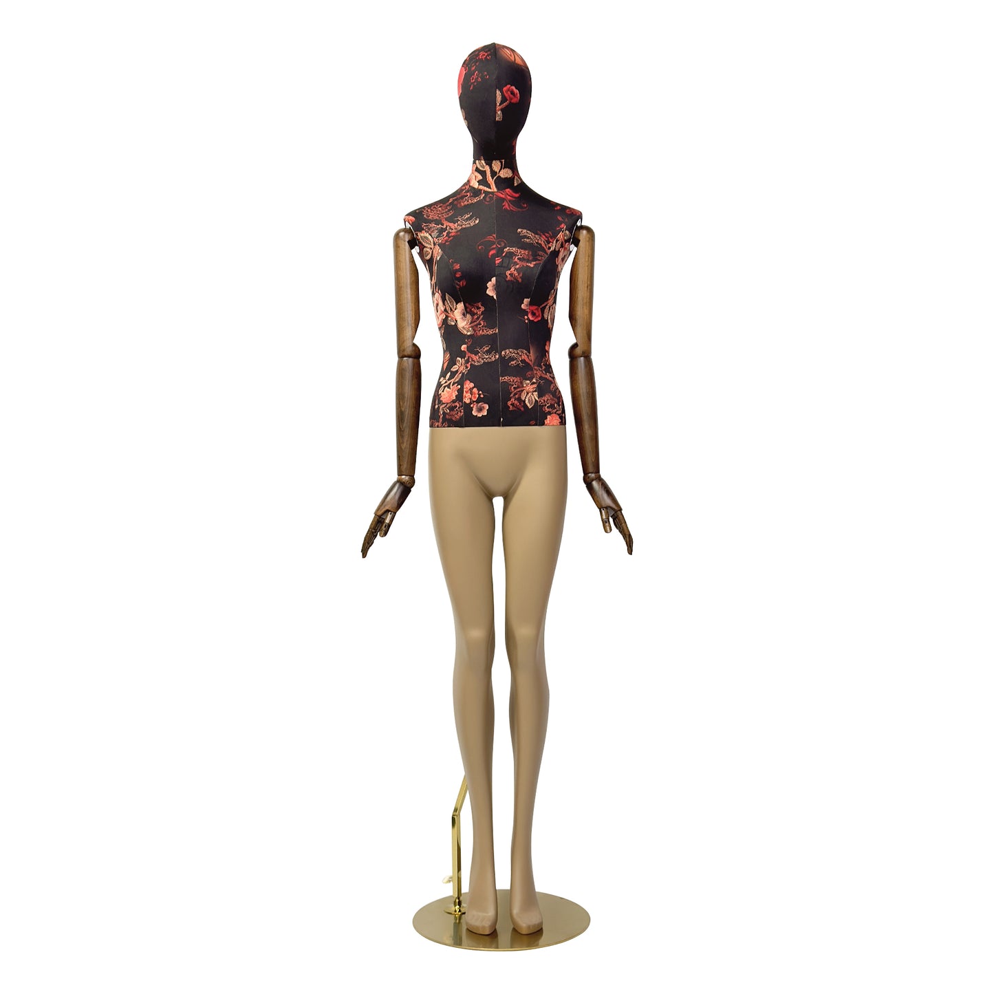 Luxury Mannequin Full Body, DE-LIANG Female Dress Form Torso With Black Wooden Arms, Upper Body Velvet Linen and Painting Brown Leg,1 Piece