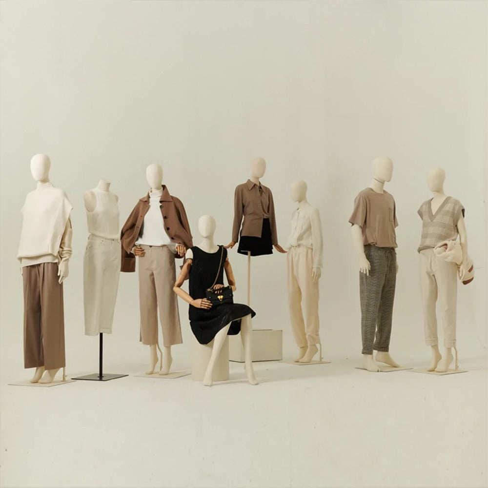 DE-LIANG Female Full /Half-body Mannequin,Female Dress Form Mannequin,Women Natural Linen Mannequin Torso,Clothing Store Display Model,Manikin Head For Wig Hat Holder