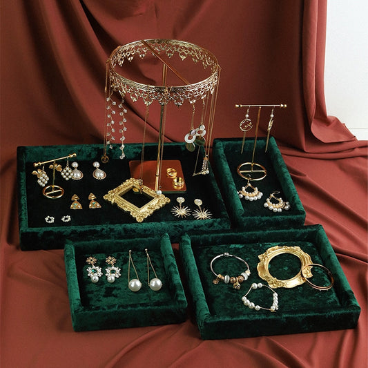 DE-LIANG Velvet Jewelry Display Tray, Earrings Display Stand, Ring Display Stand, Jewelry Display Stand, Necklace Display Tray DE-LIANG