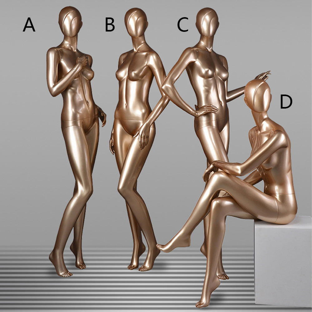 DE-LIANG Luxury Female Full Body Mannequin Set ,Fiberglass Display Models for Boutique Clothing Window