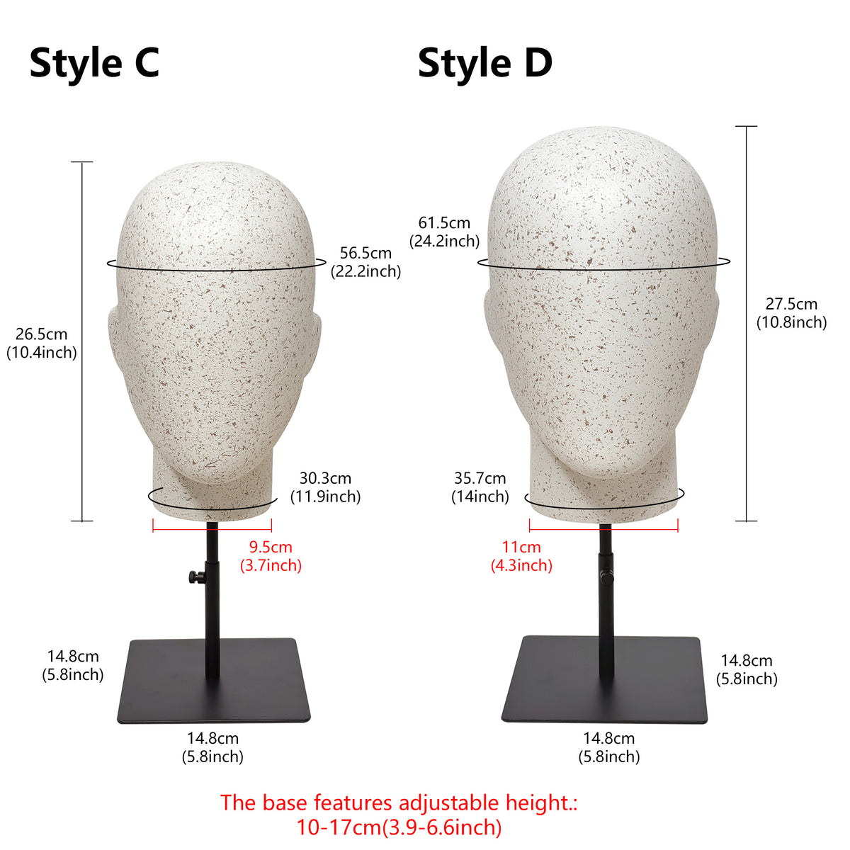 DE-LIANG Marble Head & Hand Display for Wigs, Hats, Sunglasses, Gloves & Jewelry