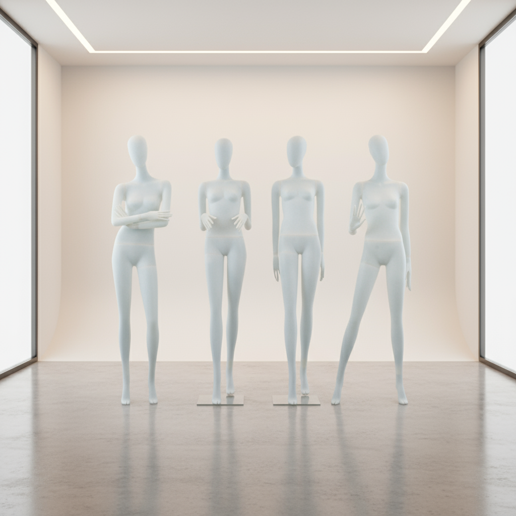 DE-LIANG Frosted Translucent Female Full Body Mannequins – Minimalist Abstract Window Display Model, Boutique Clothing Store Fashion Dress Form