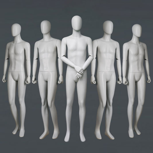 DE-LIANG Luxury Male Full Body Mannequins,Matte White Male Dress Form Display Mannequis with Base,Stand Realistic Model for Clothing Shops