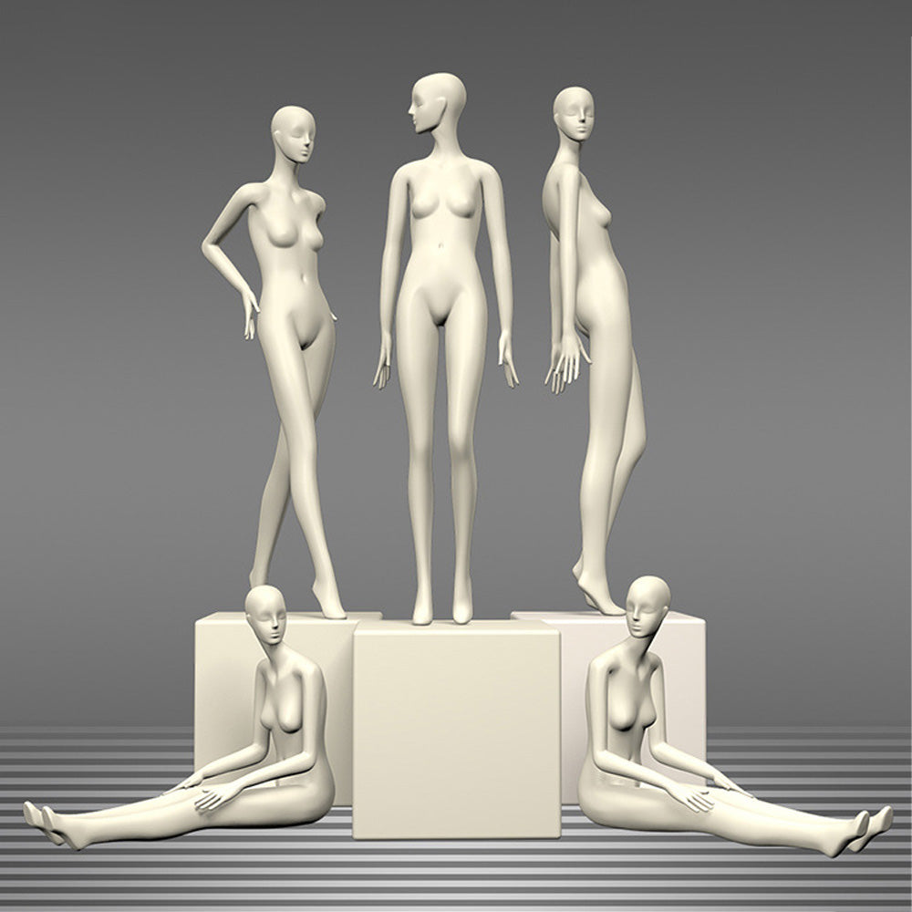 Maniquí femenino de cuerpo entero DE-LIANG: maniquí ajustable con torso para exhibición, maniquí moderno para boutiques de moda y escaparates.