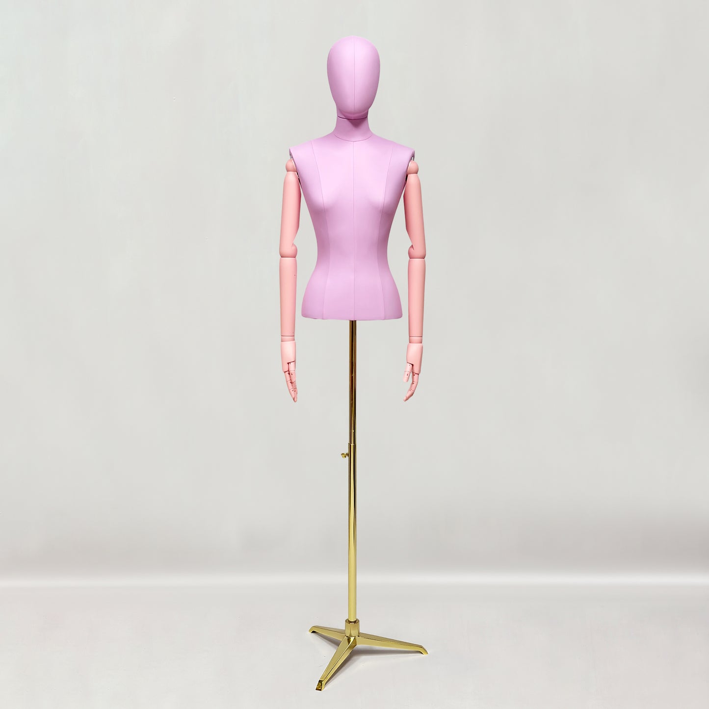DE-LIANG Lilac Leather Female Half Body Mannequin with Arms & Gold Base – Luxury Dress Form Torso, Fiberglass Display Model for Boutique Clothing, Jewelry & Fashion Window Display