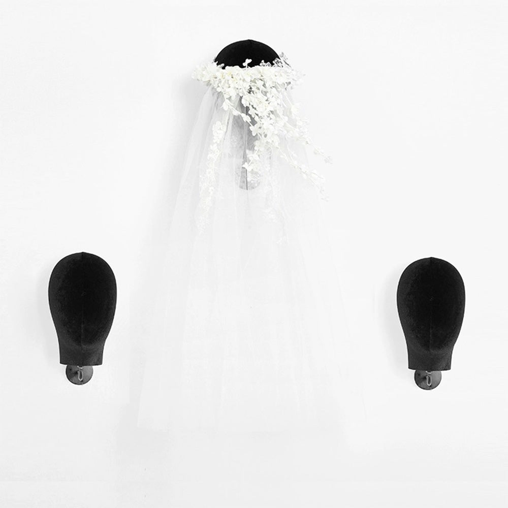White Linen Suede Wall Mounted Female Mannequin Head,Mannequin Hat Holder,Model Fabric Head for Hats Display Wigs Display Crowns Display DE-LIANG