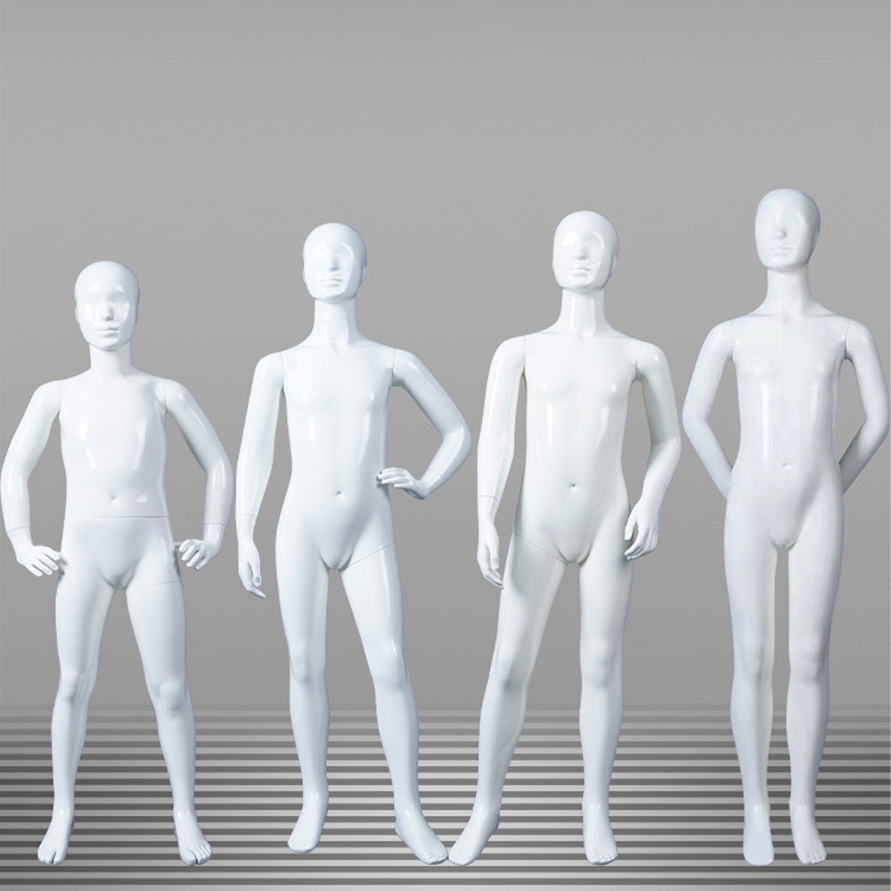 Glossy White Kids Full Body Mannequin with Arms and Base