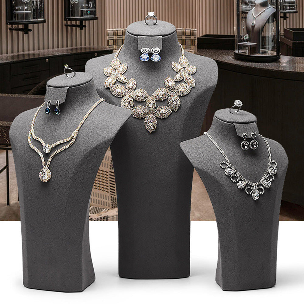 Modern Necklace Bust Stand/Jewelry Display Stand,Necklace/Ring Holder,Black Mannequin Display,Leather Mannequin Holder Stand DL2449 DE-LIANG