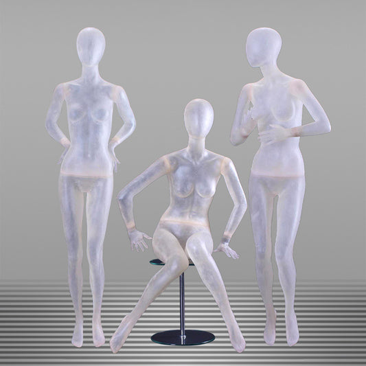 DE-LIANG Maniquí de cuerpo entero de lujo para mujer y hombre, torso transparente con cabeza, modelo de exhibición de ropa para escaparates y tiendas.
