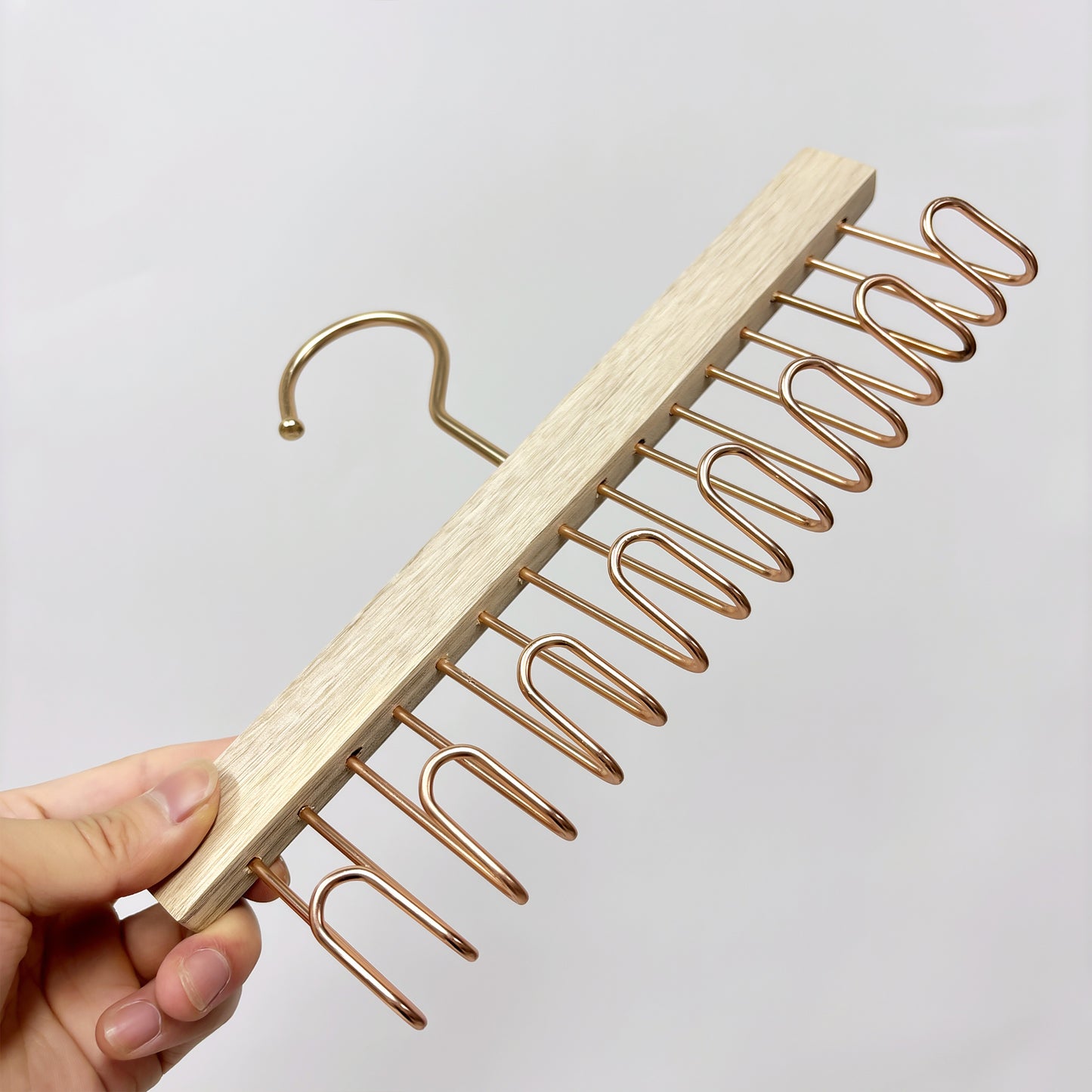 Multi-Functional Camphor Wood Hanger with Hooks /Clips for Ties, Scarves Lingerie Shorts Skirts Wedding Dress laser craft logo customization
