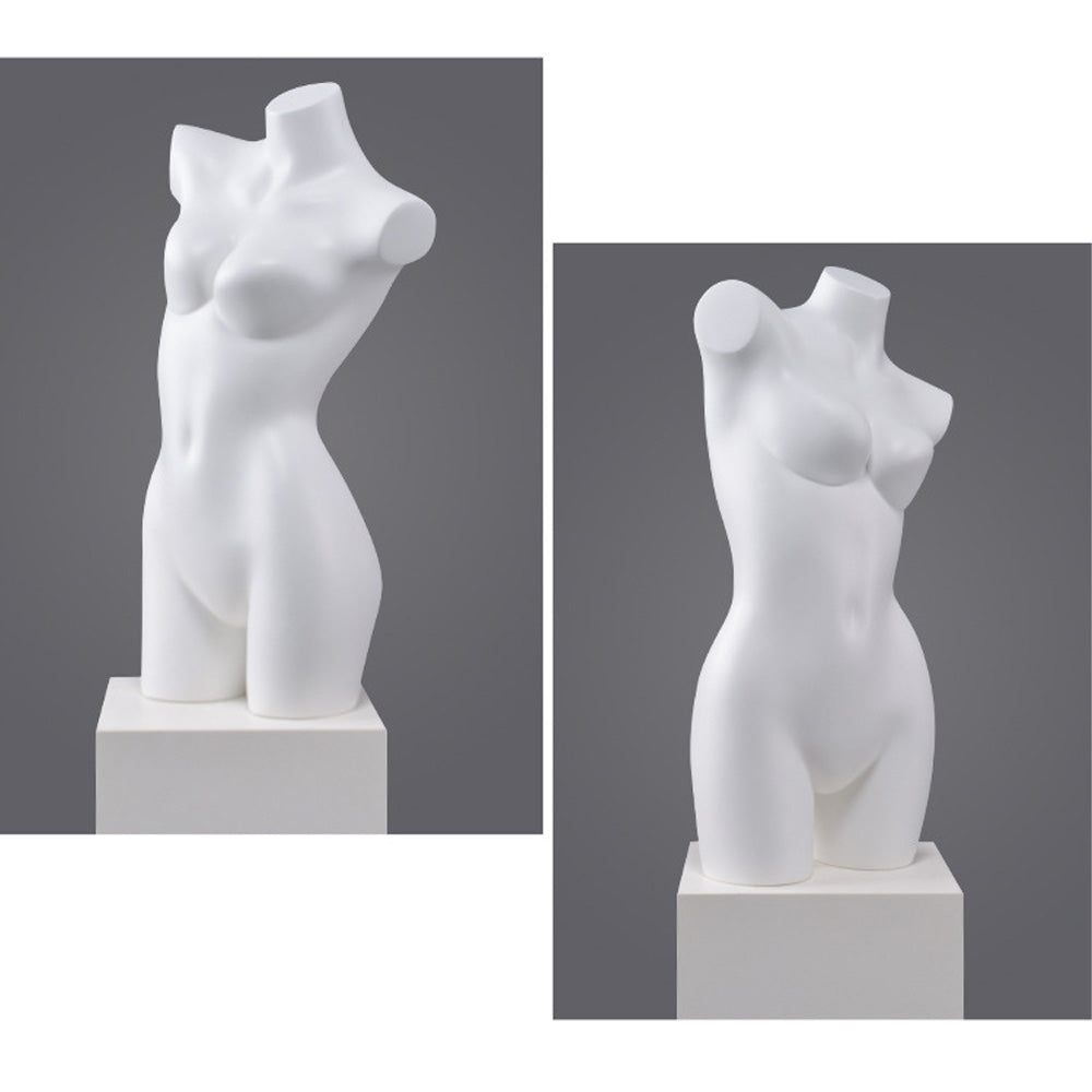DE-LIANG Female Torso Mannequin Display Set,Half Body Dress Form Collection,White & Gold Finish Retail Display Forms for Clothing Store