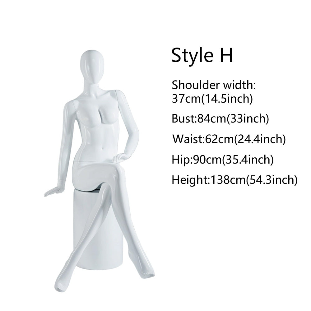 DE-LIANG Matte White / Rose Gold Female Full Body Mannequin - Lingerie Display Prop Standing Sitting Pose