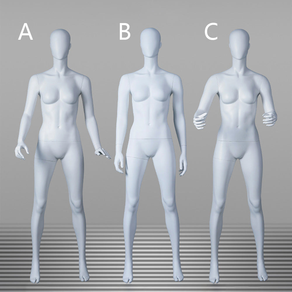 DE-LIANG Abstract Female Full Body Fiberglass Mannequin – White Matte Retail Clothing Display Form
