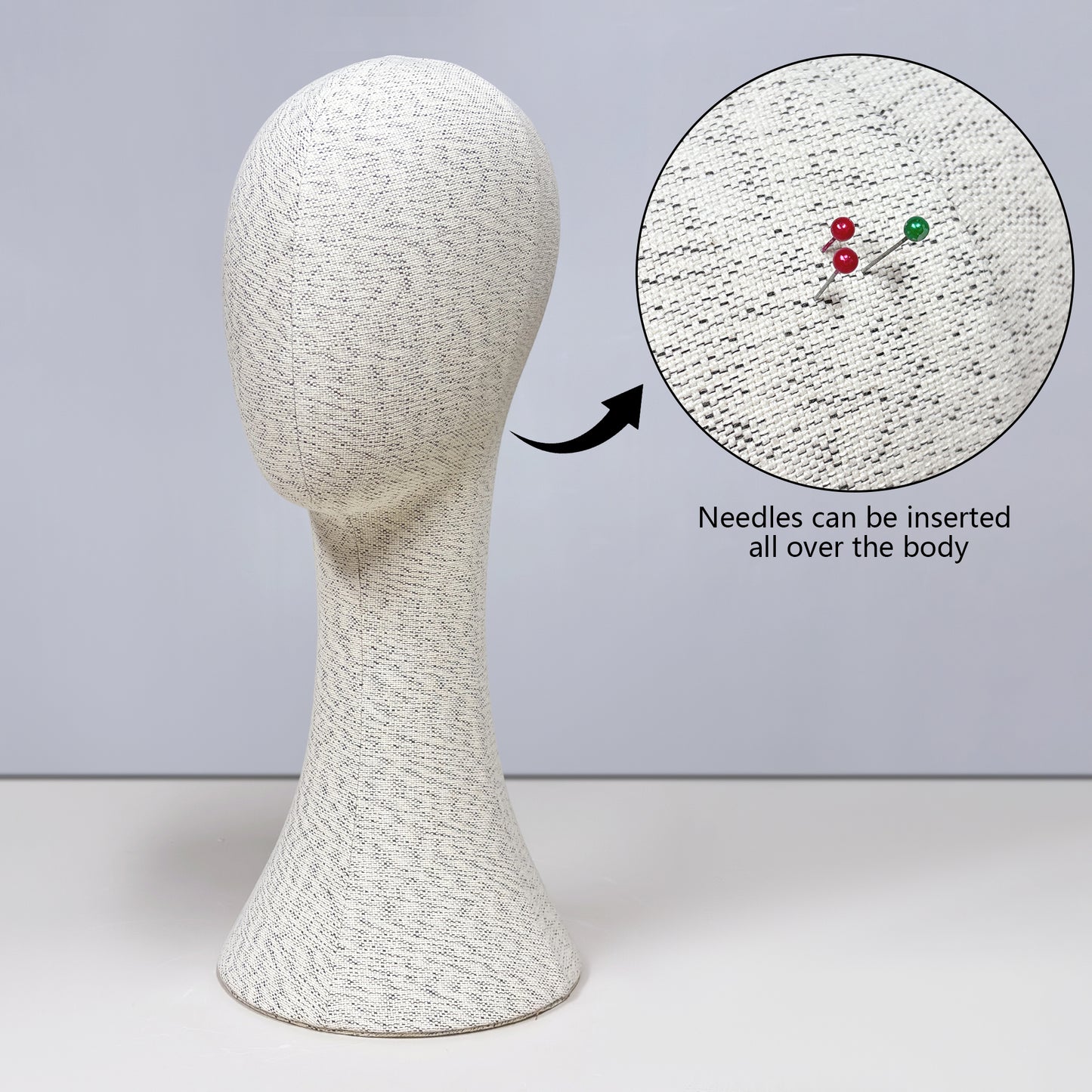 DE-LIANG luxury Pinnable Linen Mannequin Head: Fashion Style Jewelry, Wig, Hat, Sunglasses, Sarves Display