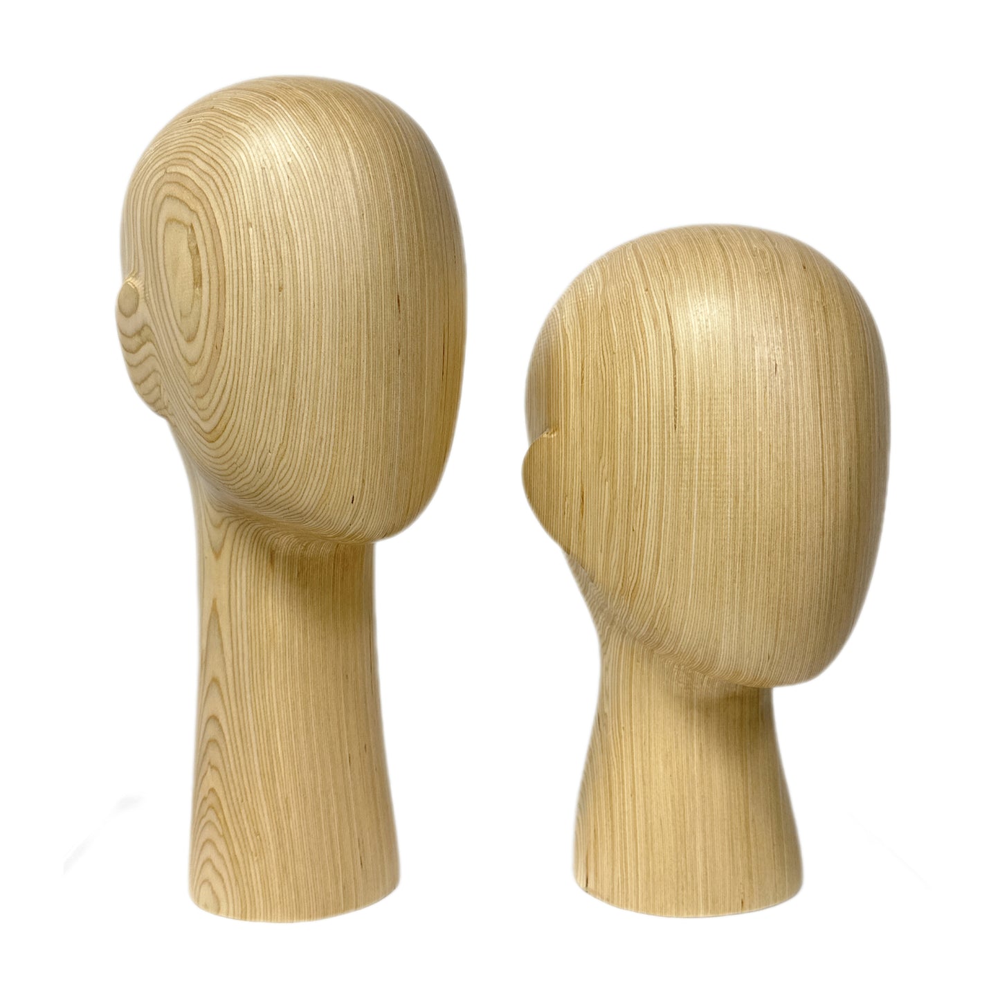 New Vintage Brown Wooden Head Mannequin, Solid Wood Hand Head Dress Form With Ear, Hat Wig Display Wood Mannequin ModelWiden Base, 32/37CM DE-LIANG