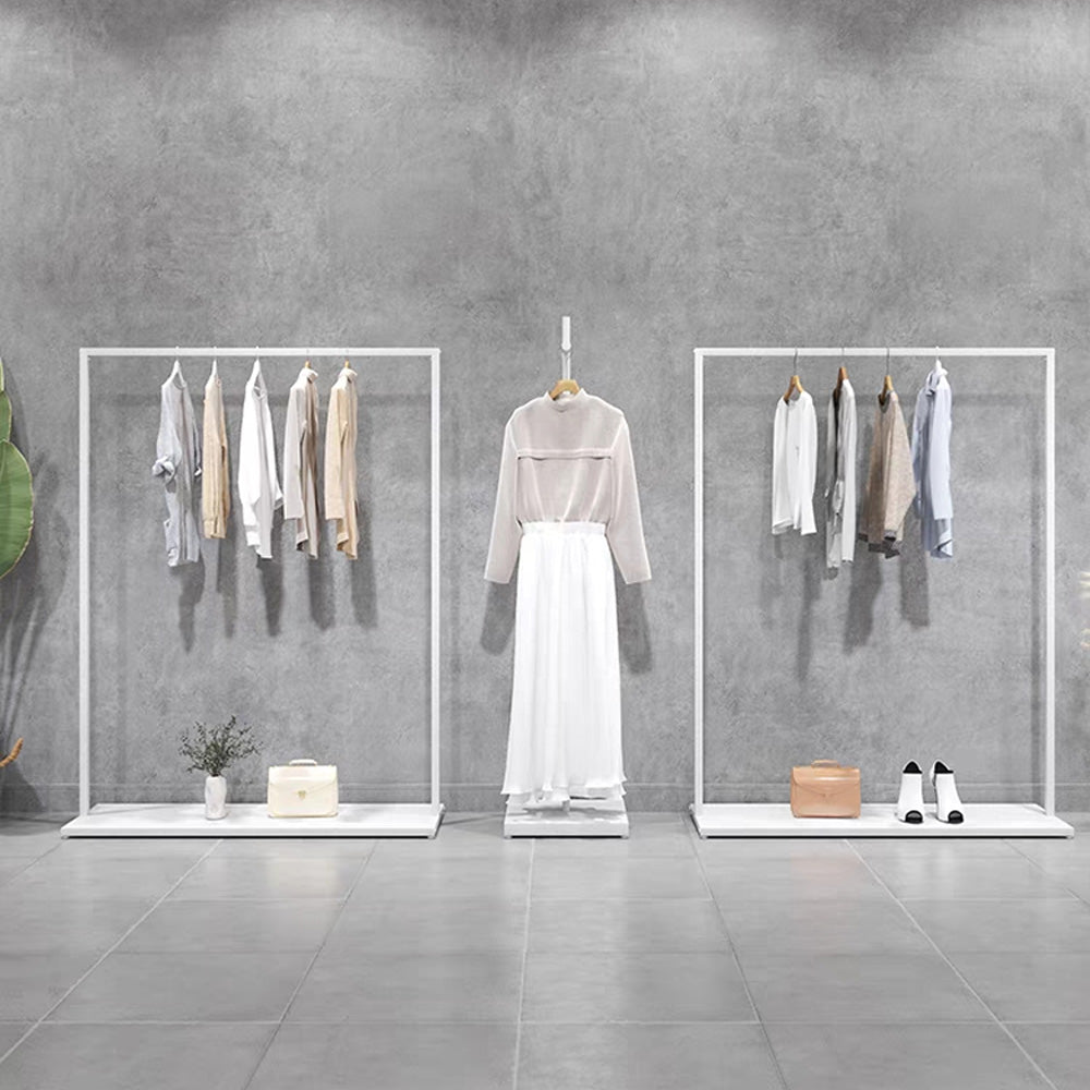 Clothing Store Display Rack wWhite Clothing Rack Simple Women's Clothing Store Shelf Side Hanging Hanger Display Floor-Standing DL2375 DE-LIANG