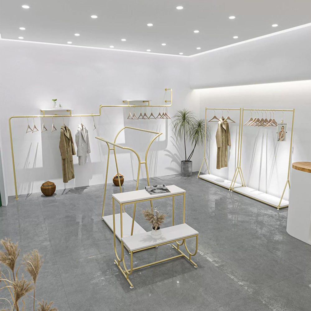 DE-LIANG Clothing Display Rack, Luxury Golden Color Hanging Hanger,Floor-Style High-Grade Shelf for Clothes Boutique DL196 250CM/300CM,DL195 200/250CM DE-LIANG