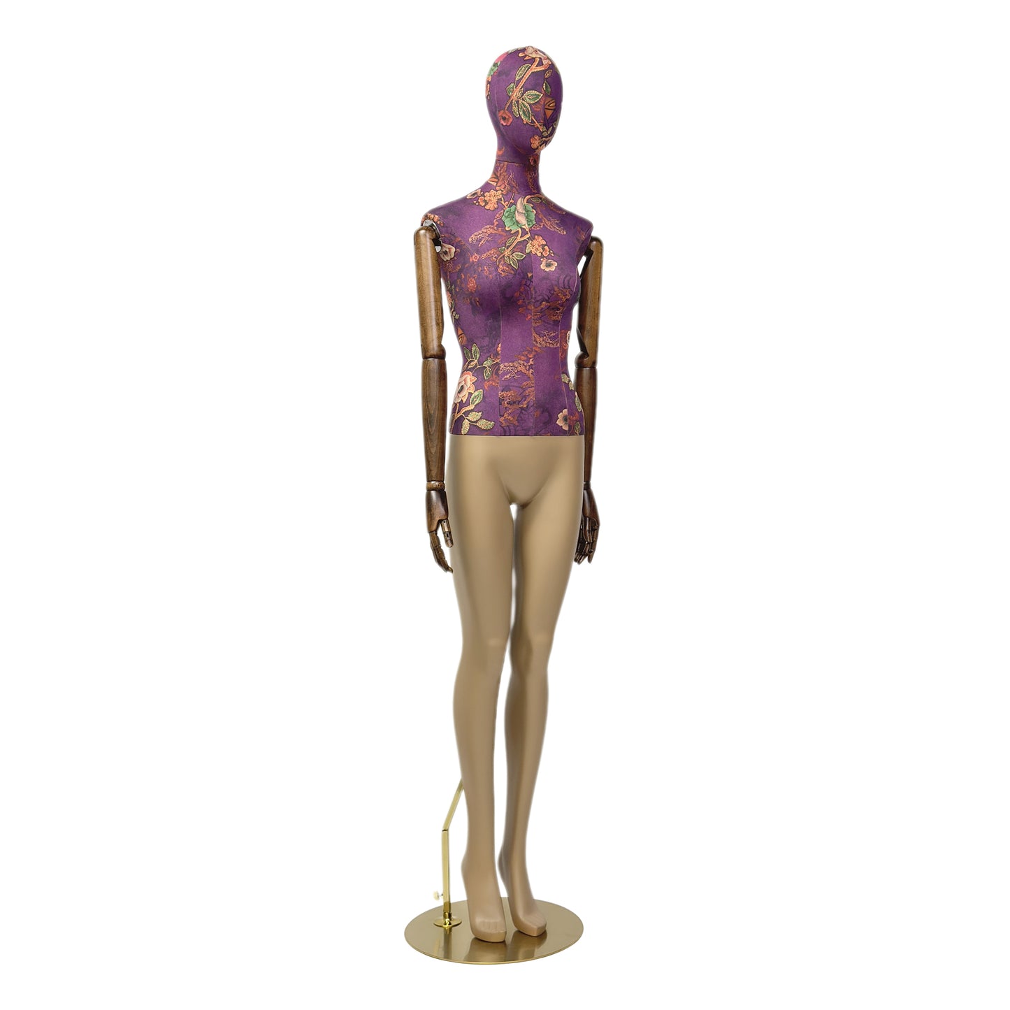 Luxury Mannequin Full Body, DE-LIANG Female Dress Form Torso With Black Wooden Arms, Upper Body Velvet Linen and Painting Brown Leg,1 Piece