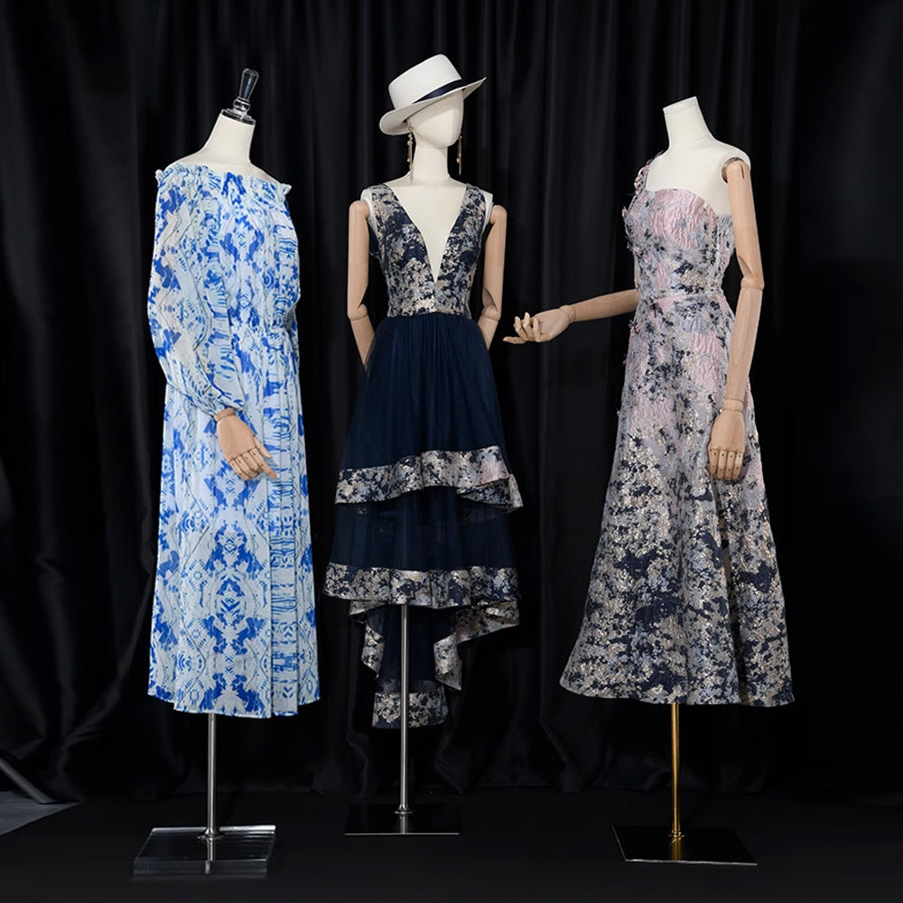 Mannequin en tissu pour femme DE-LIANG, mannequin à épaules plates pour femme adulte avec bras en bois flexibles, forme de robe de fenêtre pour présentation de vêtements