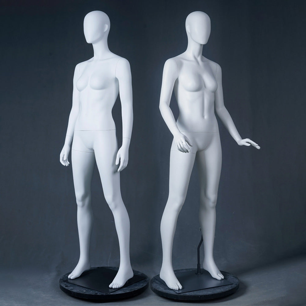 DE-LIANG Abstract Female Full Body Fiberglass Mannequin – White Matte Retail Clothing Display Form