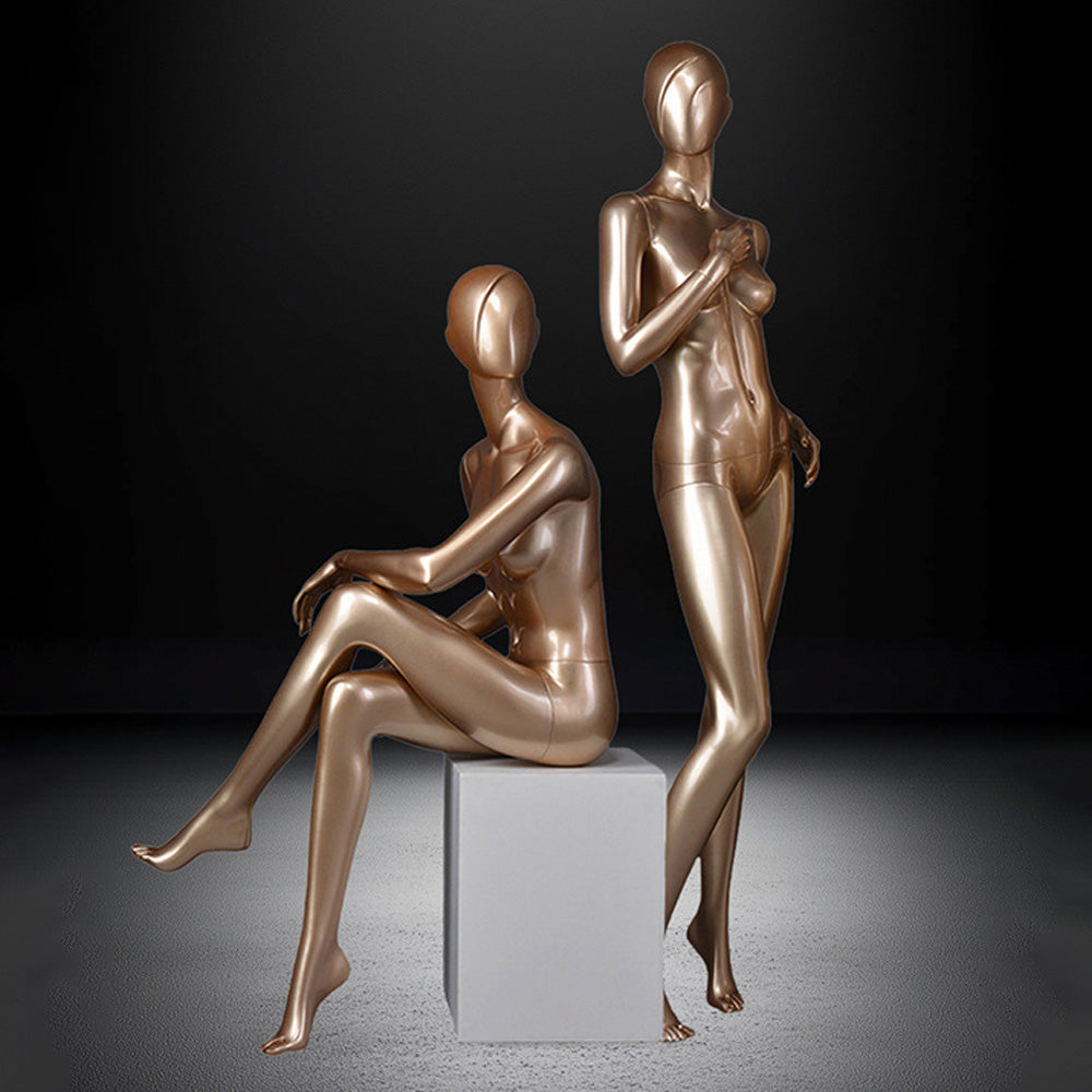 DE-LIANG Luxury Female Full Body Mannequin Set ,Fiberglass Display Models for Boutique Clothing Window