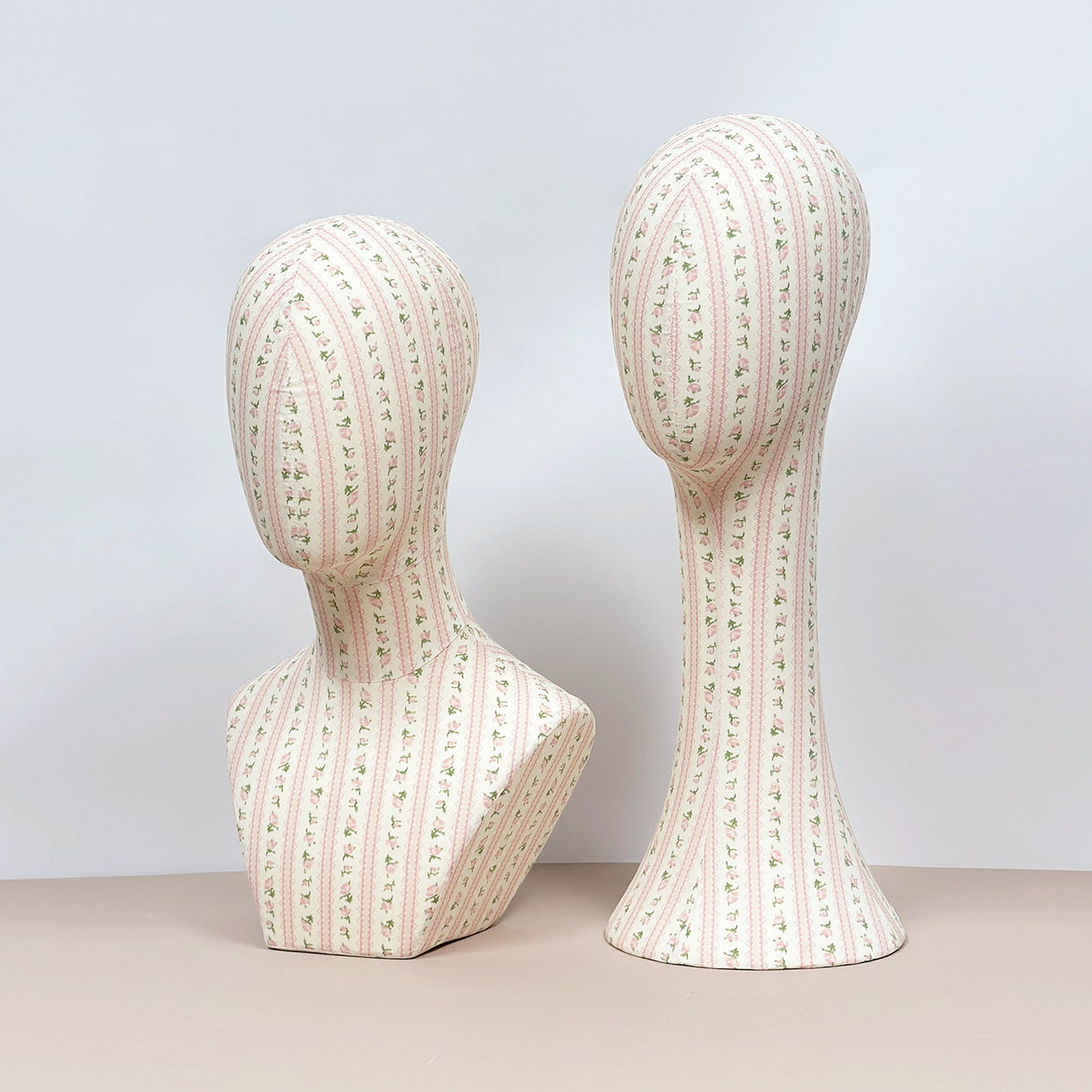 DE-LIANG New Fully Pinnable Linen Mannequin Head Form,Vintage Flower Mannequin Head Stand,Headband Wig Hat Jewelry Display Head Dummy DressForm Props