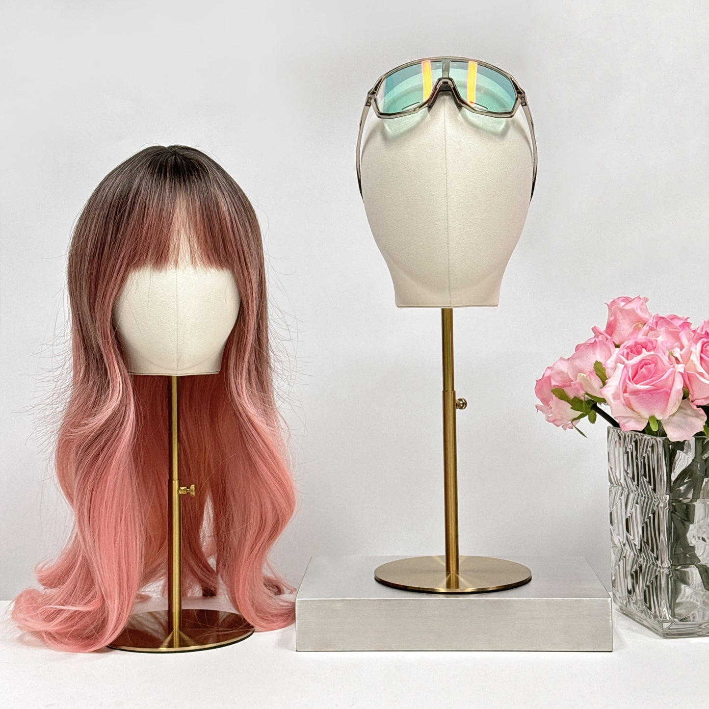 Original Design Luxury Microfiber Mannequin Head -Male and Female Head Form for Hat Headband Wigs Sunglasses Display with Round Base,1pcs