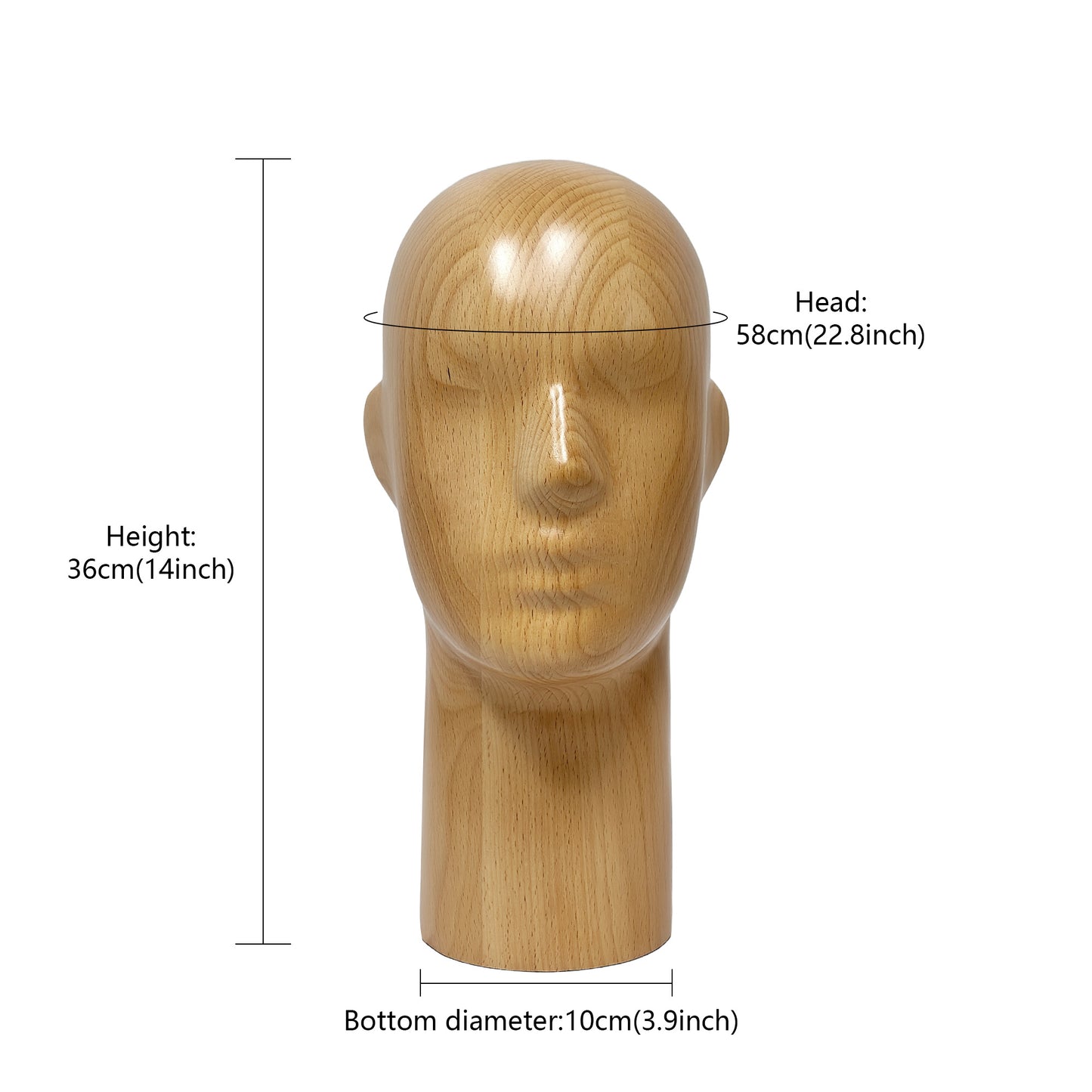 DE-LIANG Wooden Mannequin Head Stand for Hats Wigs & Glasses | Beechwood Display Model