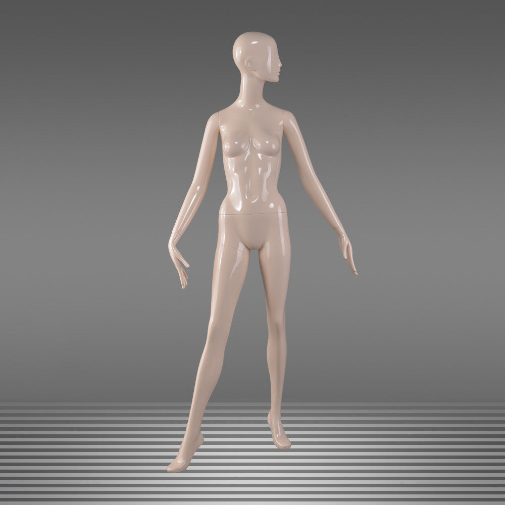 DE-LIANG Female Full Body Mannequin,Glossy White/Black Fiberglass Realistic Dress Form Display,Elegant Standing Window Display Model for Clothing Stores, Boutiques & Fashion Exhibitions