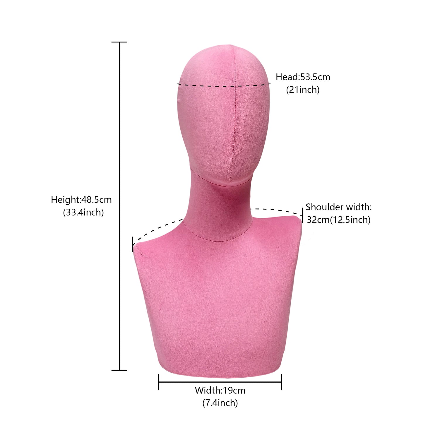 DE-LIANG Suede Mannequin Head Torso Display Stand,Soft Pinnable Foam Wig Head for Hats, Wigs, Jewelry,Accessories | Boutique Window Display Prop | Black / Pink