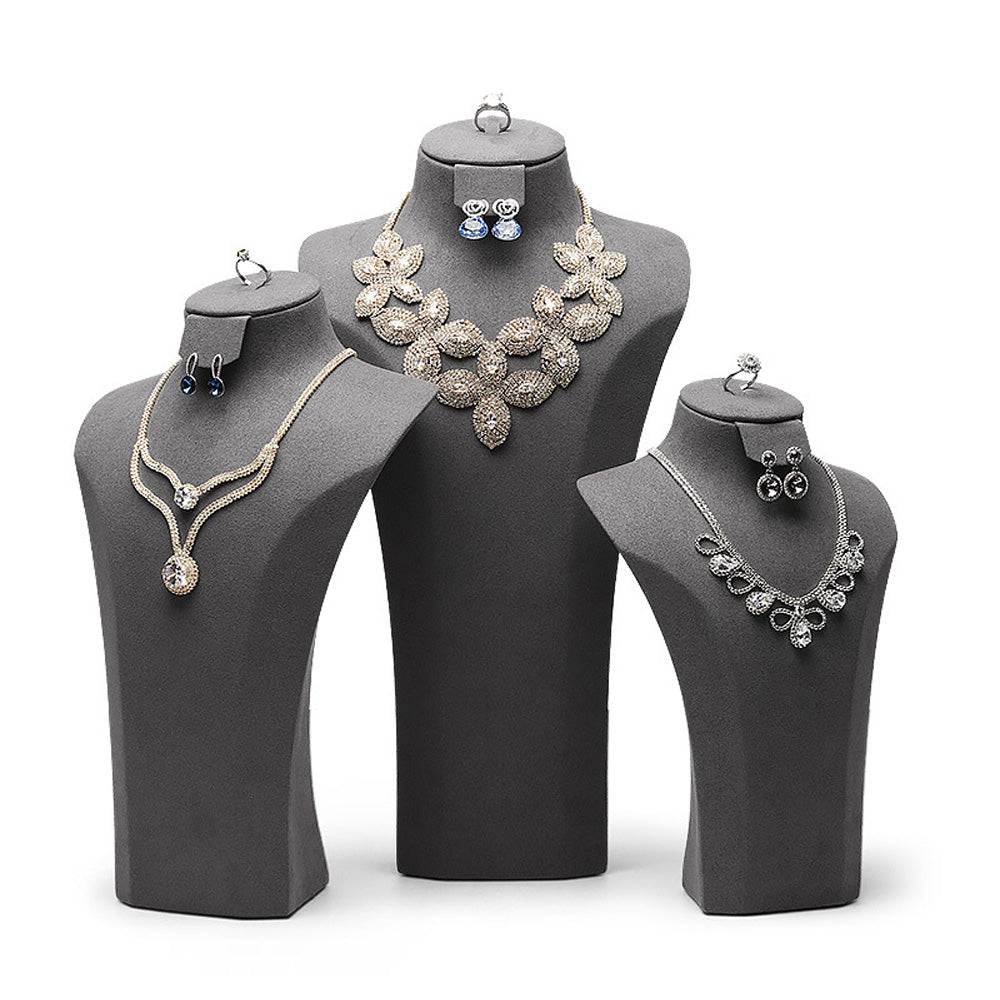 Modern Necklace Bust Stand/Jewelry Display Stand,Necklace/Ring Holder,Black Mannequin Display,Leather Mannequin Holder Stand DL2449 DE-LIANG