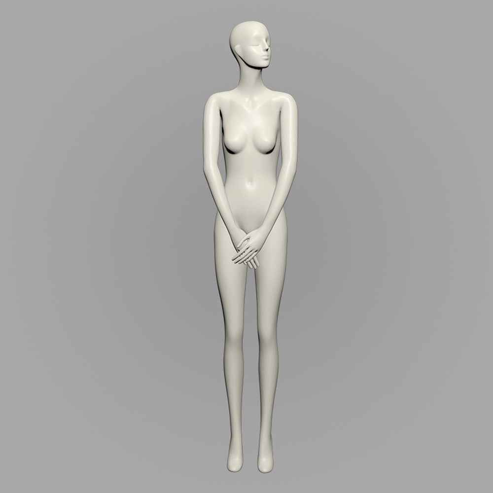 DE-LIANG Female Face Full Body Mannequins,White Color Display Fiberglass Dress Form with Torso Display, Modern Posing Mannequin for Fashion Boutiques & Window Displays DL0215