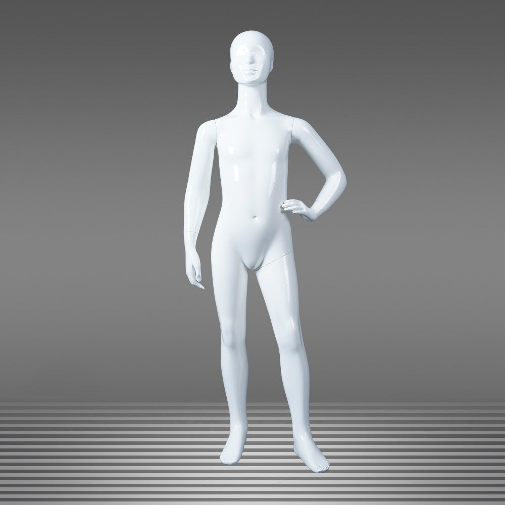 Glossy White Kids Full Body Mannequin with Arms and Base