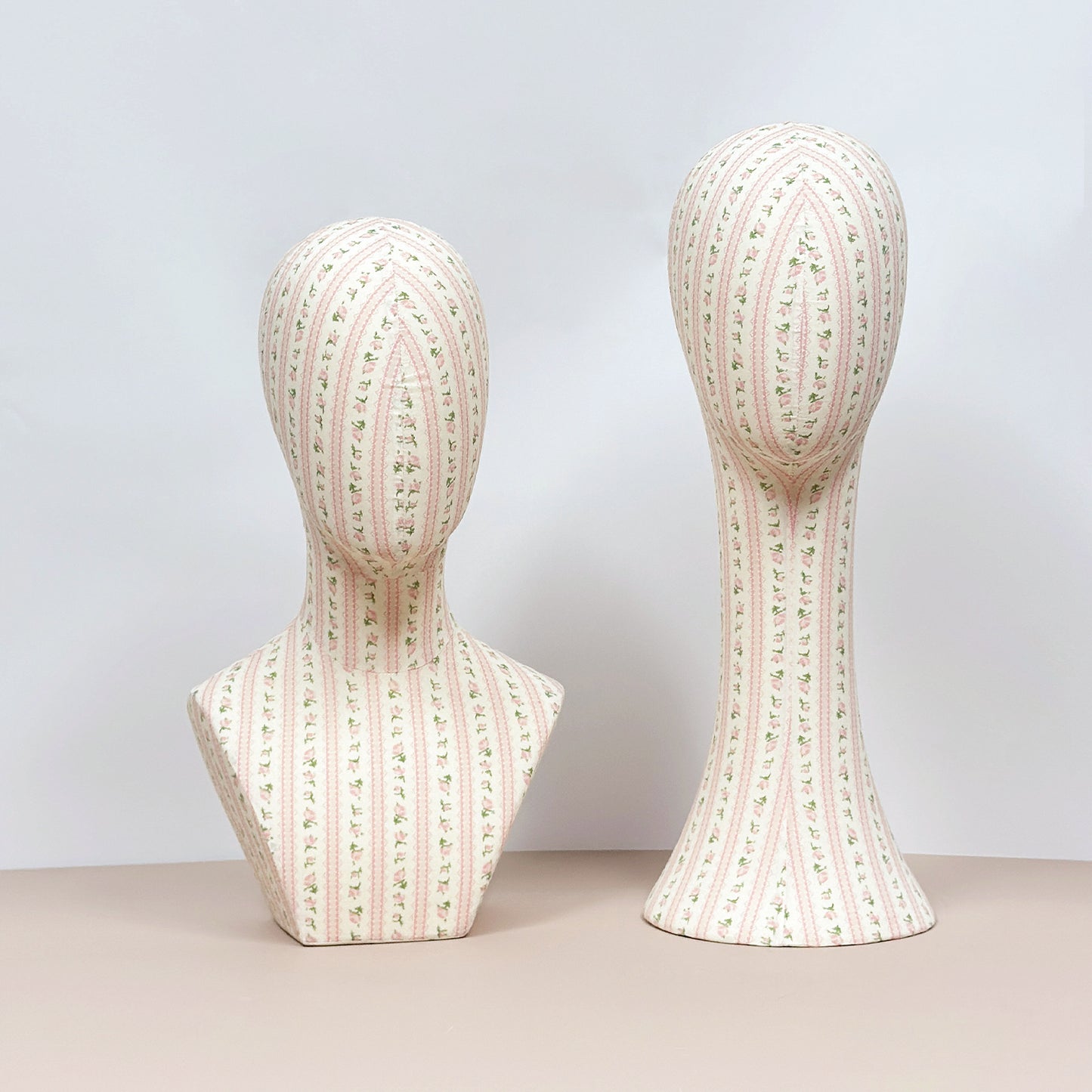 DE-LIANG New Fully Pinnable Linen Mannequin Head Form,Vintage Flower Mannequin Head Stand,Headband Wig Hat Jewelry Display Head Dummy DressForm Props