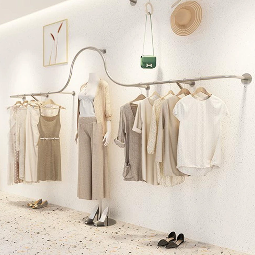 Women's Clothing Store Clothes Display Stand Floor-Standing Gold Clothes Display Rack Combination Clothing Store Hanger 2363 DE-LIANG