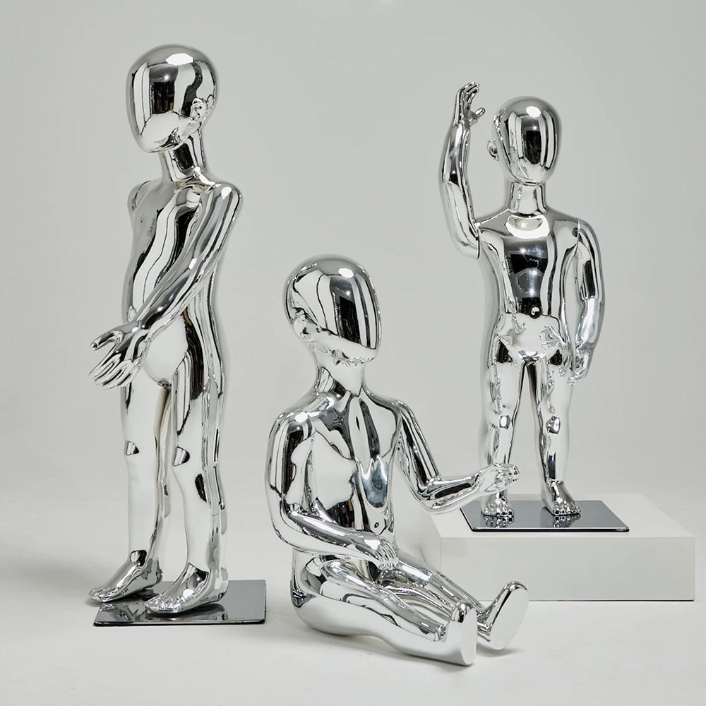 DE-LIANG Luxury Child Full Body Mannequin,Electroplated Baby Kids Dress Form Fiberglass Display,Girl Boy Teenage Mannequin For Clothes Displa