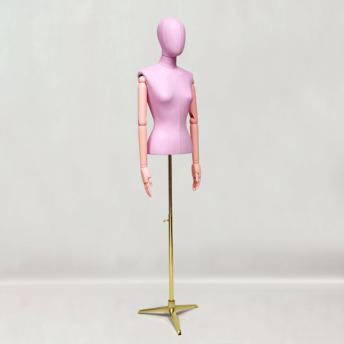 DE-LIANG Lilac Leather Female Half Body Mannequin with Arms & Gold Base – Luxury Dress Form Torso, Fiberglass Display Model for Boutique Clothing, Jewelry & Fashion Window Display