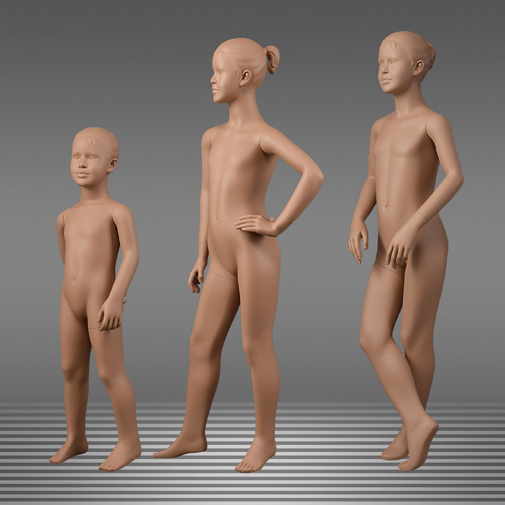 Brown Kids Full Body Mannequin with Arms and Base