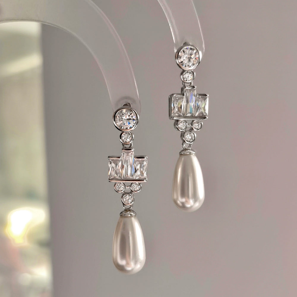 Silver Handmade Pearl earrings,Fresh Water Pearl Earrings, Hoop Pearl Earrings, Bridesmaid Gifts , Anniversary Gift, Wedding jewelry, Pearl Jewelry DE-LIANG