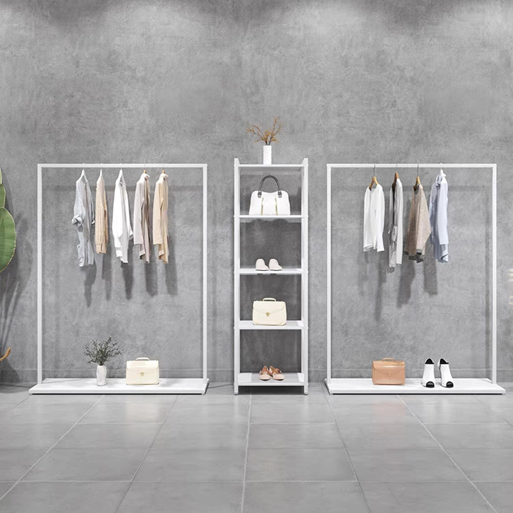 Clothing Store Display Rack wWhite Clothing Rack Simple Women's Clothing Store Shelf Side Hanging Hanger Display Floor-Standing DL2375 DE-LIANG