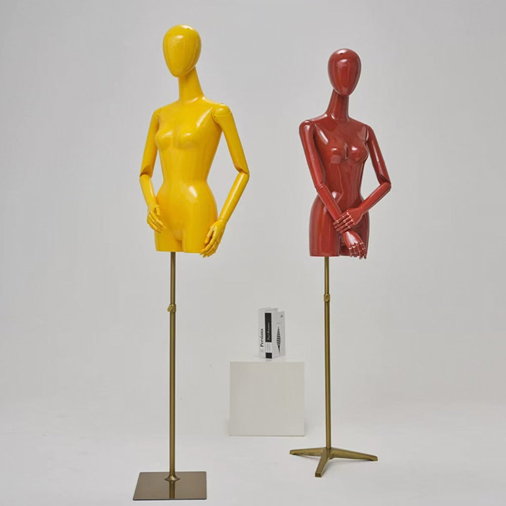 Mannequin de vitrine en velours à demi-corps féminin DE-LIANG, buste féminin avec bras en bois, mannequin de vitrine DL0040